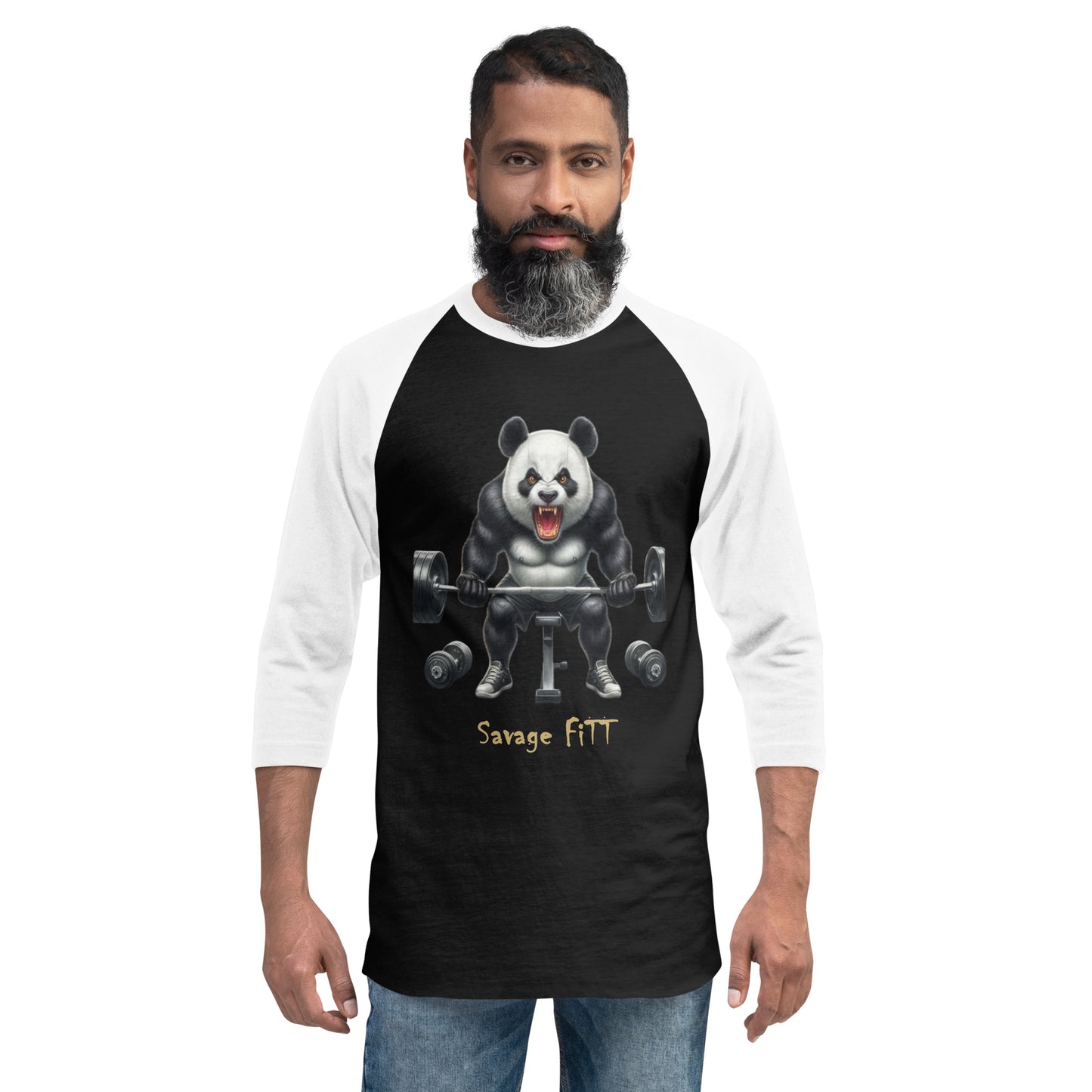 Panda 2 Savage FiTT 3/4 sleeve raglan shirt