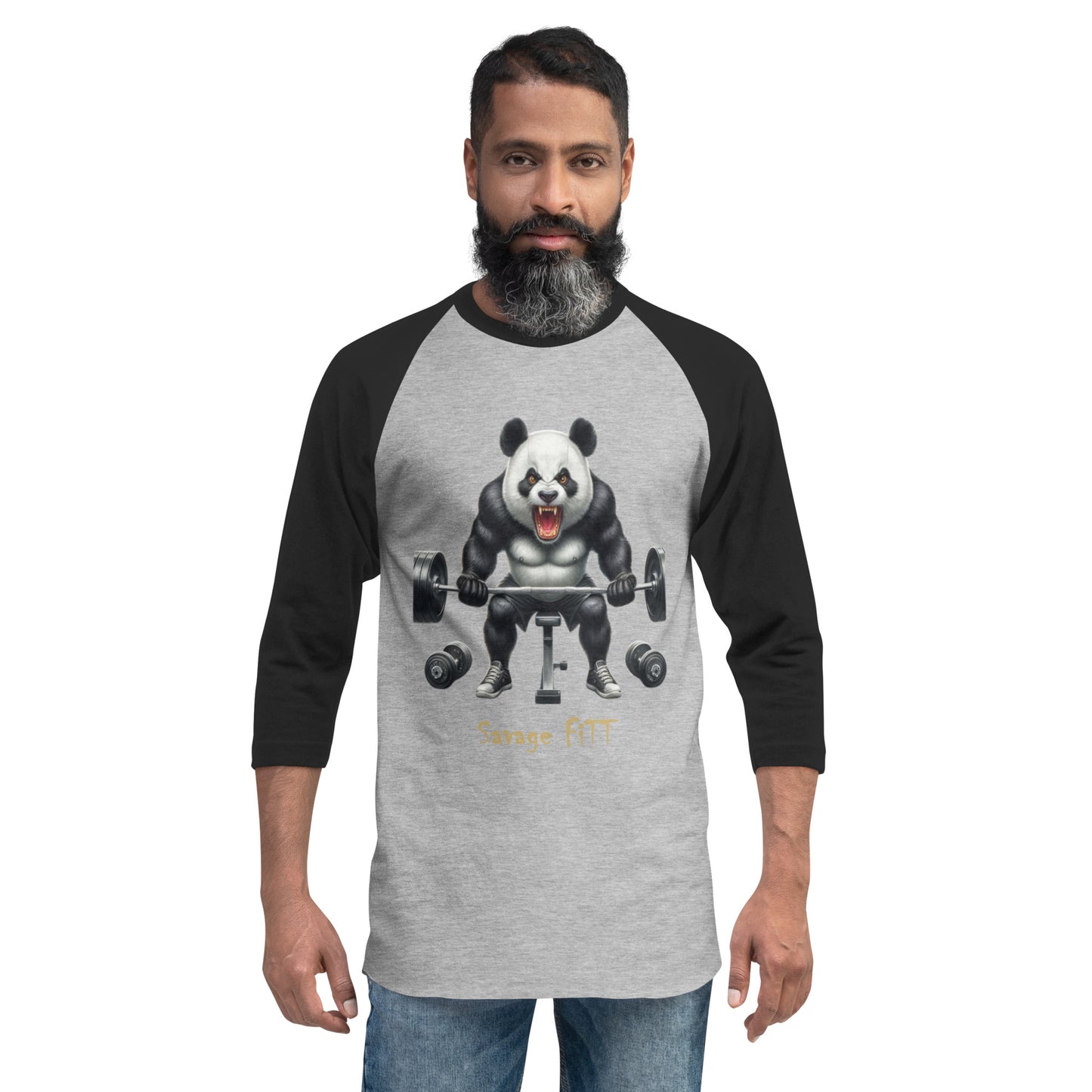 Panda 2 Savage FiTT 3/4 sleeve raglan shirt