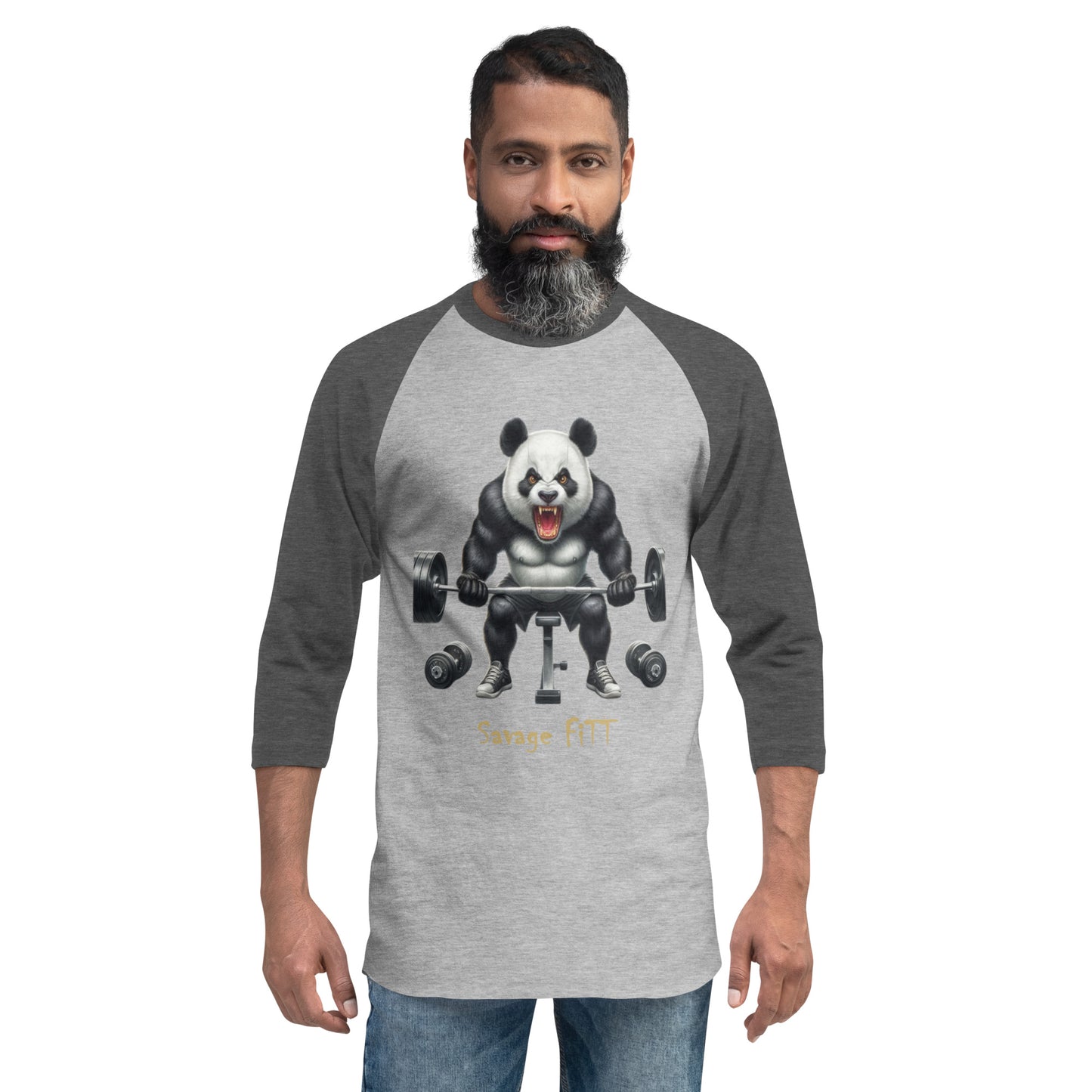 Panda 2 Savage FiTT 3/4 sleeve raglan shirt