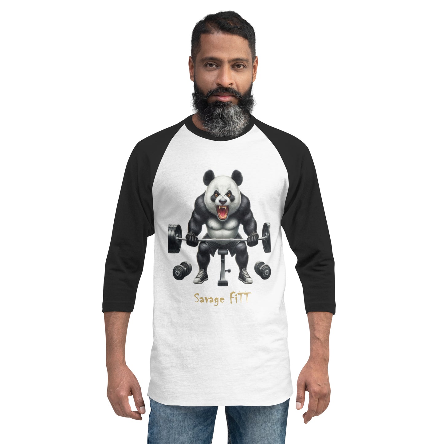 Panda 2 Savage FiTT 3/4 sleeve raglan shirt