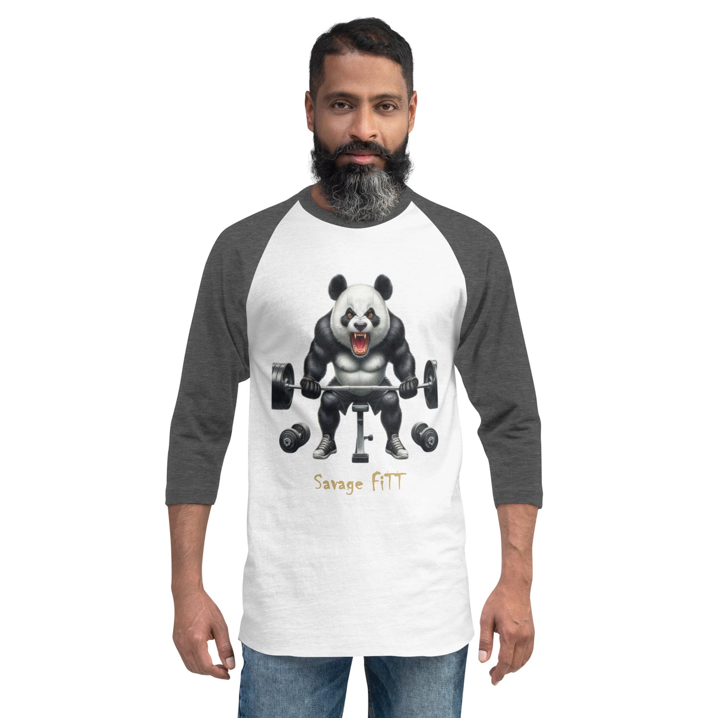 Panda 2 Savage FiTT 3/4 sleeve raglan shirt